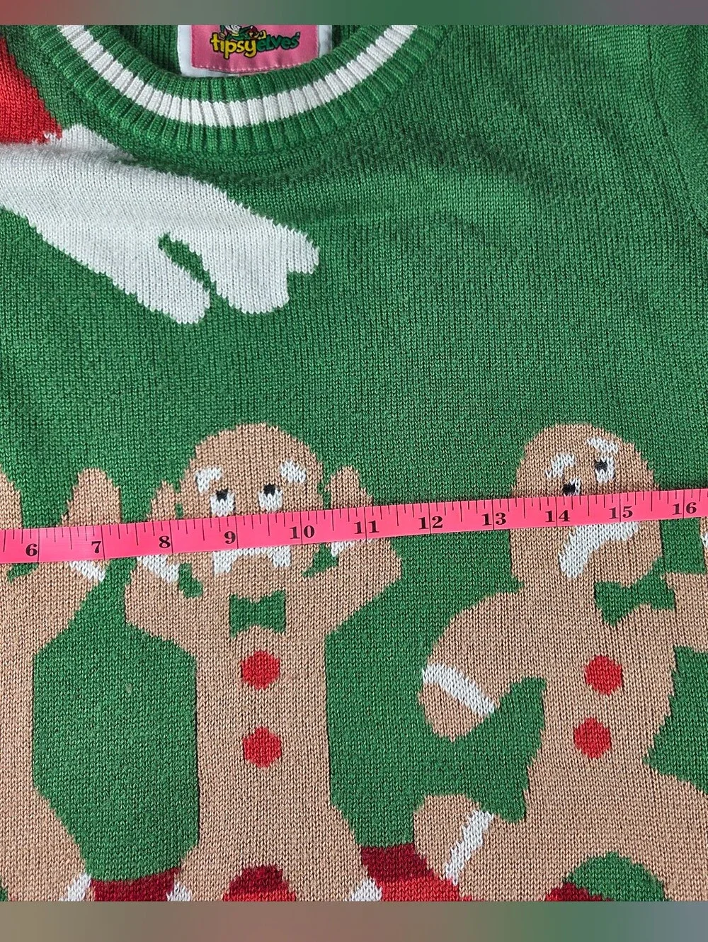 Tipsy Elves Gingerbread Cookies Ugly Christmas Sweater Men’s Large Green